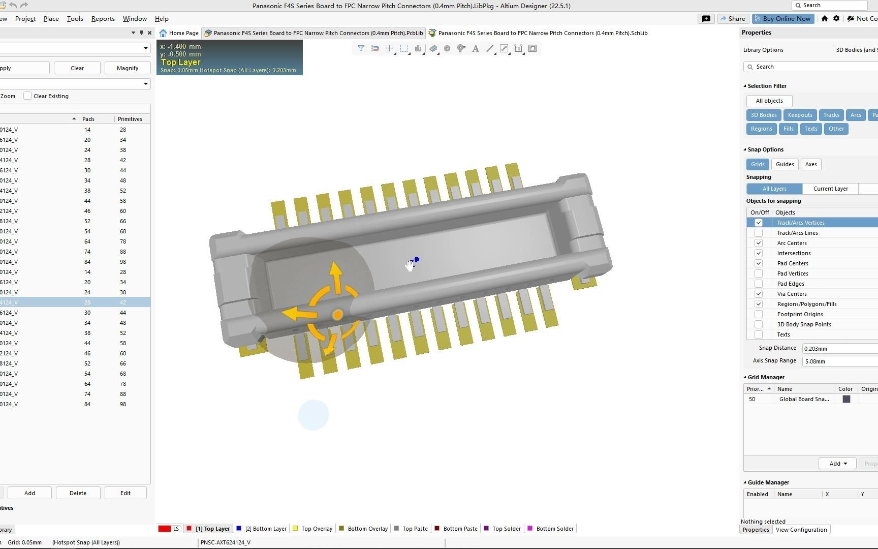 松下F4S系列连接器PCB封装库上线，支持多种型号