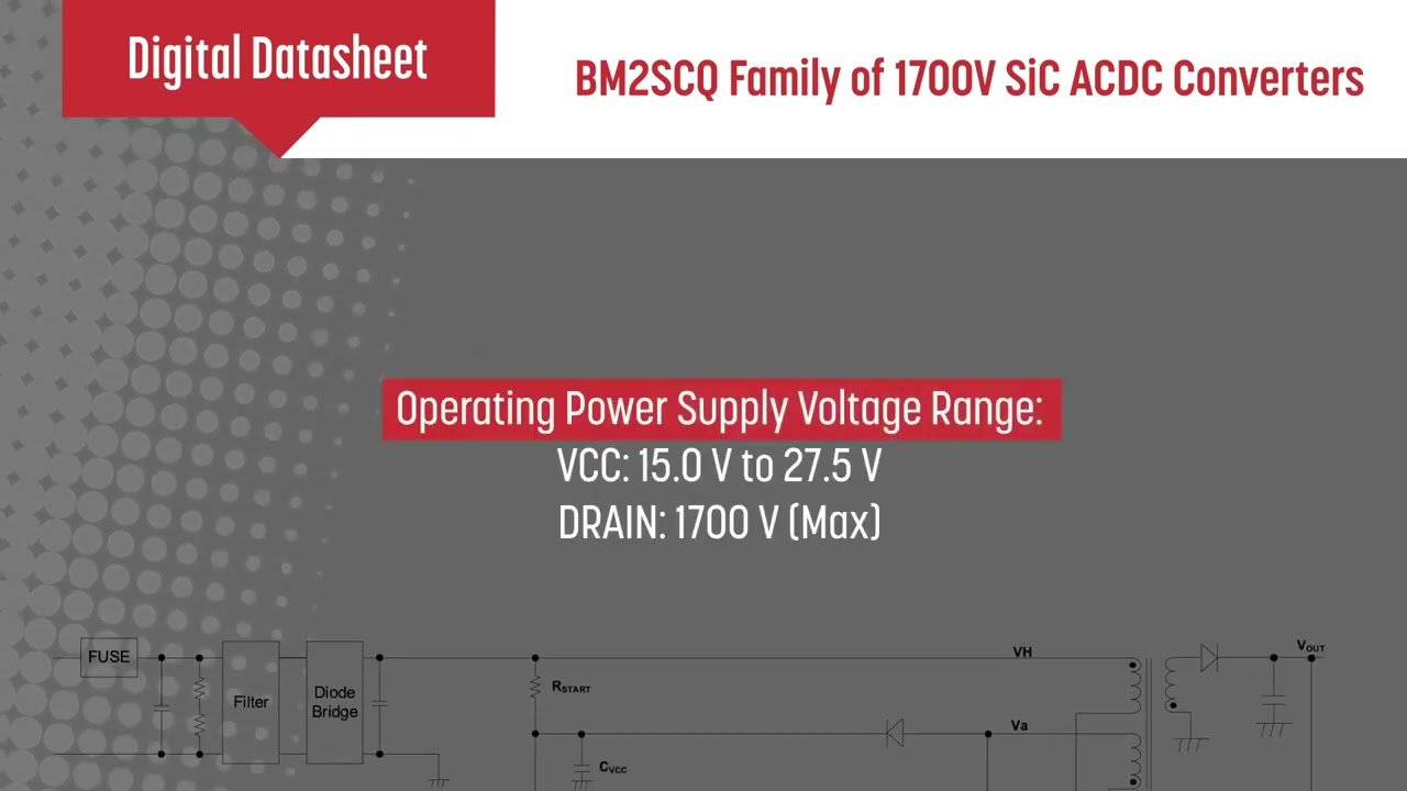 ROHM BM2SCQ12x系列1700V SiC ACDC转换器介绍